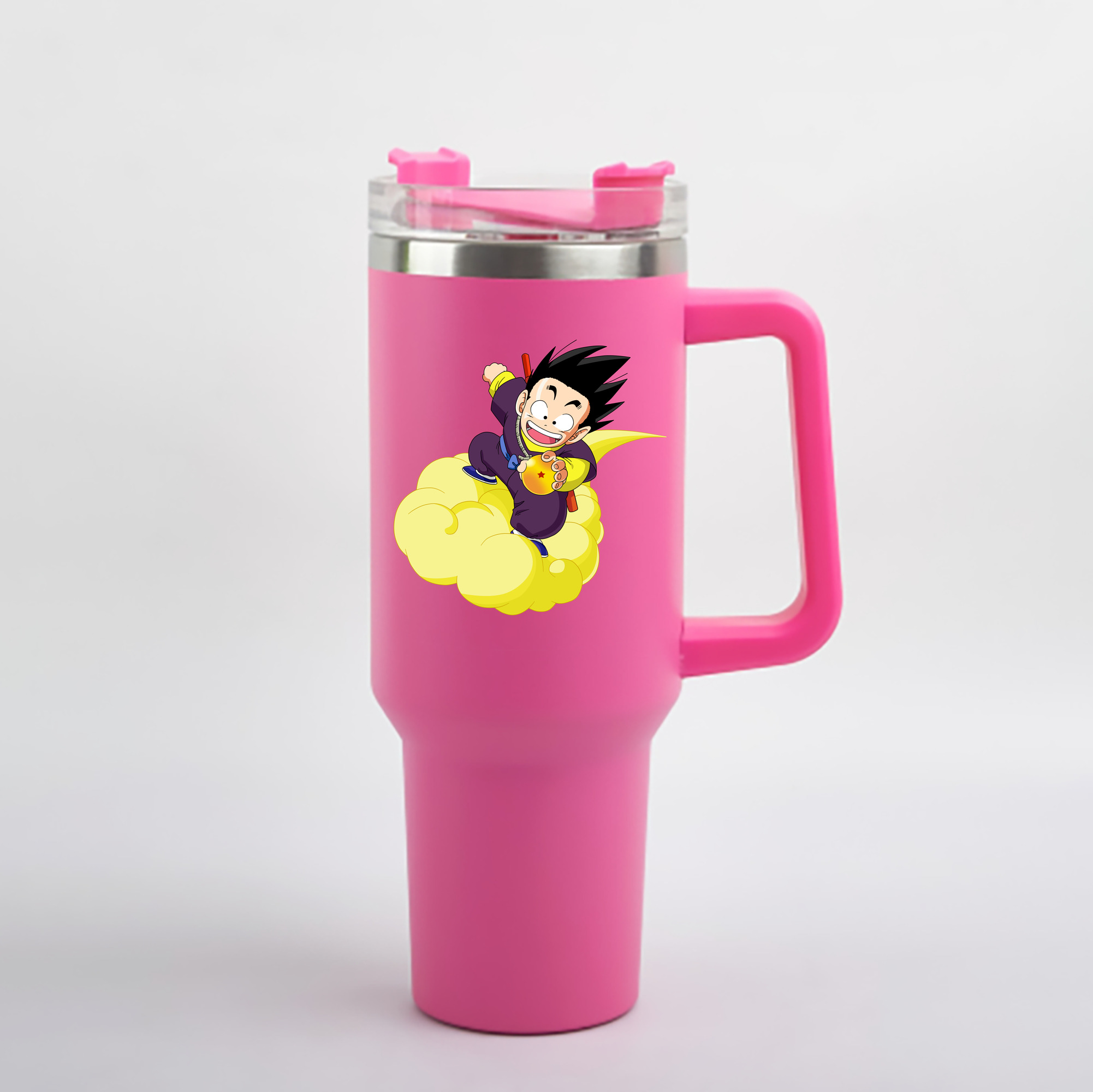 （画像用） ドラゴンボール 孫悟空（そん ごくう）Son Goku カカロット DRAGON BALL Kakarotto 1200mL車用タンブラー - クリスタルステッカー（プラスチックストロー付き）